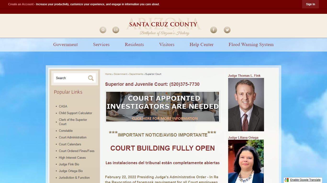 Superior and Juvenile Court: (520)375-7730 | Santa Cruz County, AZ ...